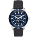 Michael Kors Mk7160 Men S Cunningham Black Silicone Blue Dial 44mm Watch -korean beauty