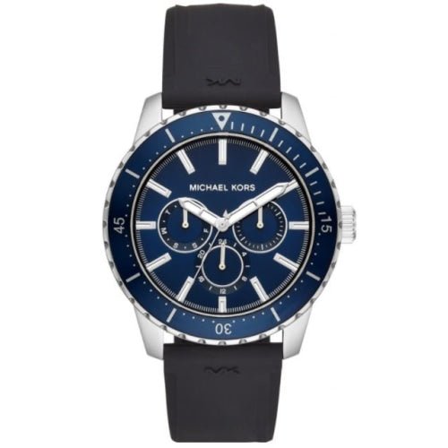 Michael Kors Mk7160 Men S Cunningham Black Silicone Blue Dial 44mm Watch -korean beauty