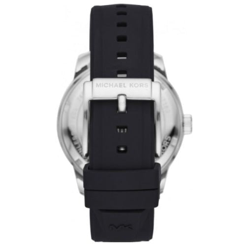 Michael Kors Mk7160 Men S Cunningham Black Silicone Blue Dial 44mm Watch -korean beauty