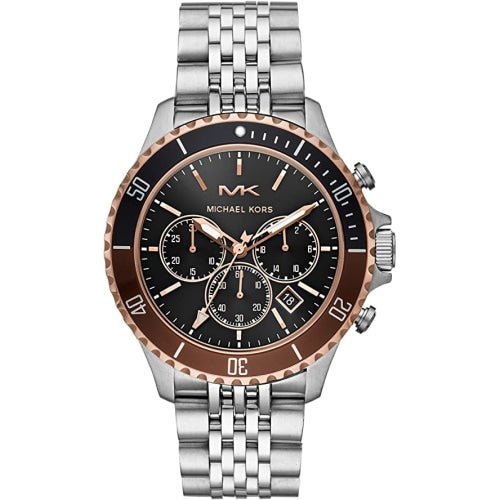 Michael Kors Mk8725 Men S Bayville Silver Black Chronograph Watch -korean beauty