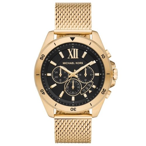 Michael Kors Mk8867 Men S Brecken Gold Black Mesh Chronograph Watch -korean beauty