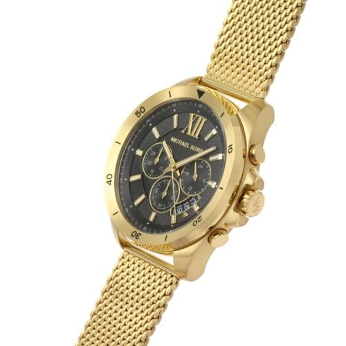 Michael Kors Mk8867 Men S Brecken Gold Black Mesh Chronograph Watch -korean beauty