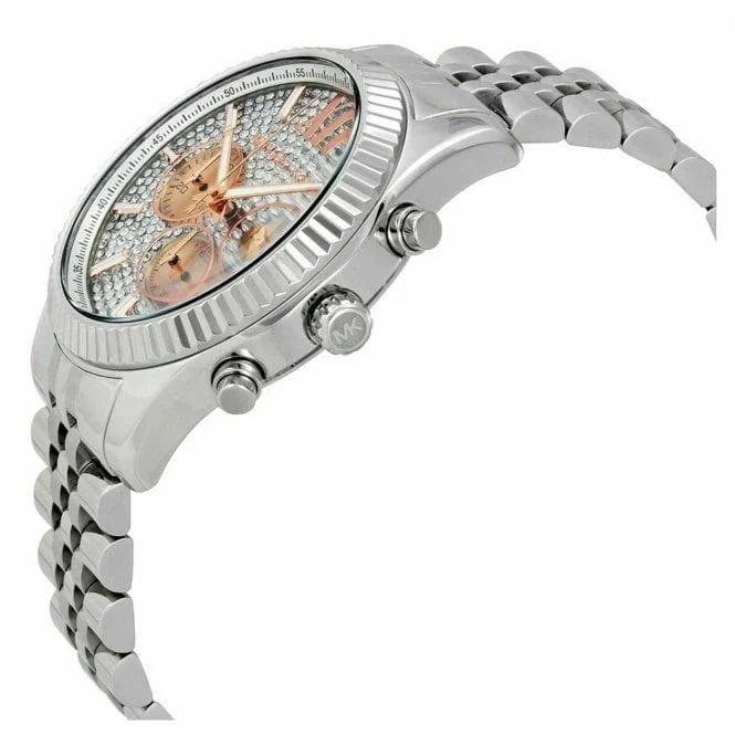 Michael Kors Watch Lexington Chronograph Rose And Silver Mk8515 -korean beauty