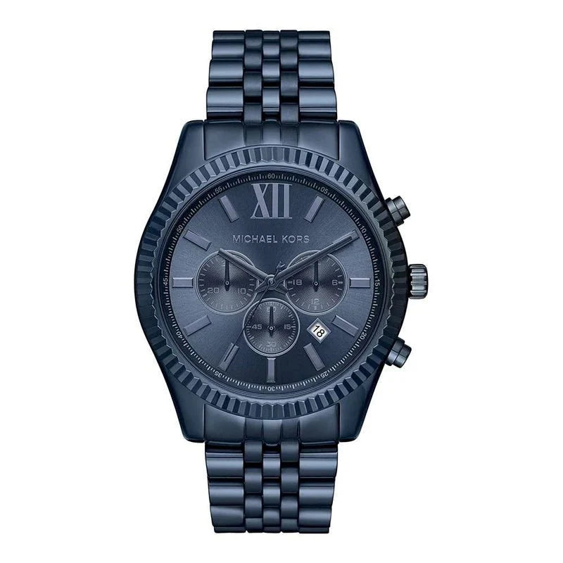 Michael Kors Mens Watch Lexington Chronograph 45mm Navy Blue Mk8480 -korean beauty