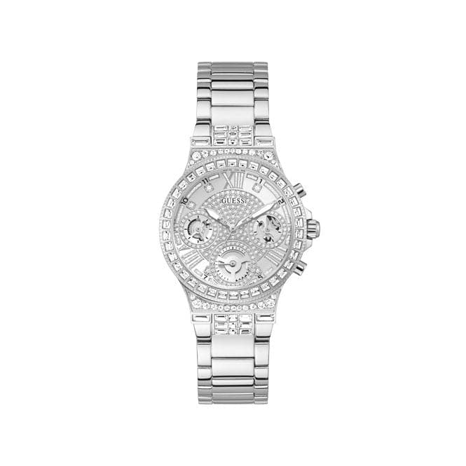 Guess Watches Moonlight Ladies Sport Silver Stainless Steel Watch Gw0320l1 -korean beauty
