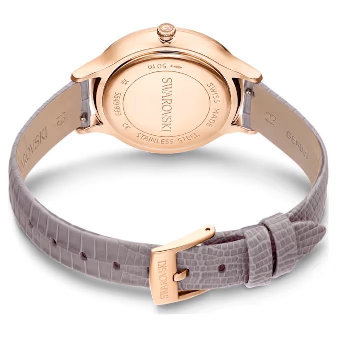 Swarovski Octea Nova Quartz Rose Gold Tone Taupe Watch 5649999 -korean beauty