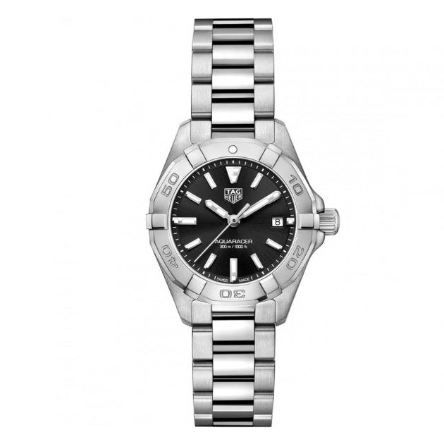 Tag Heuer Aquaracer Quartz Black Dial Silver Steel Strap Watch For Women Wbd1410 Ba0741 -korean beauty