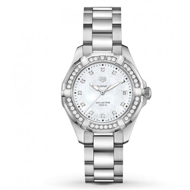 Tag Heuer Aquaracer Diamonds Mother Of Pearl White Dial Silver Steel Strap Watch For Women Wbd131c Ba0748 -korean beauty