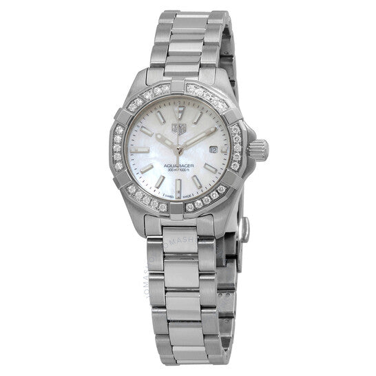 Tag Heuer Aquaracer Diamonds Mother Of Pearl White Dial Silver Steel Strap Watch For Women Wbd1413 Ba0741 -korean beauty