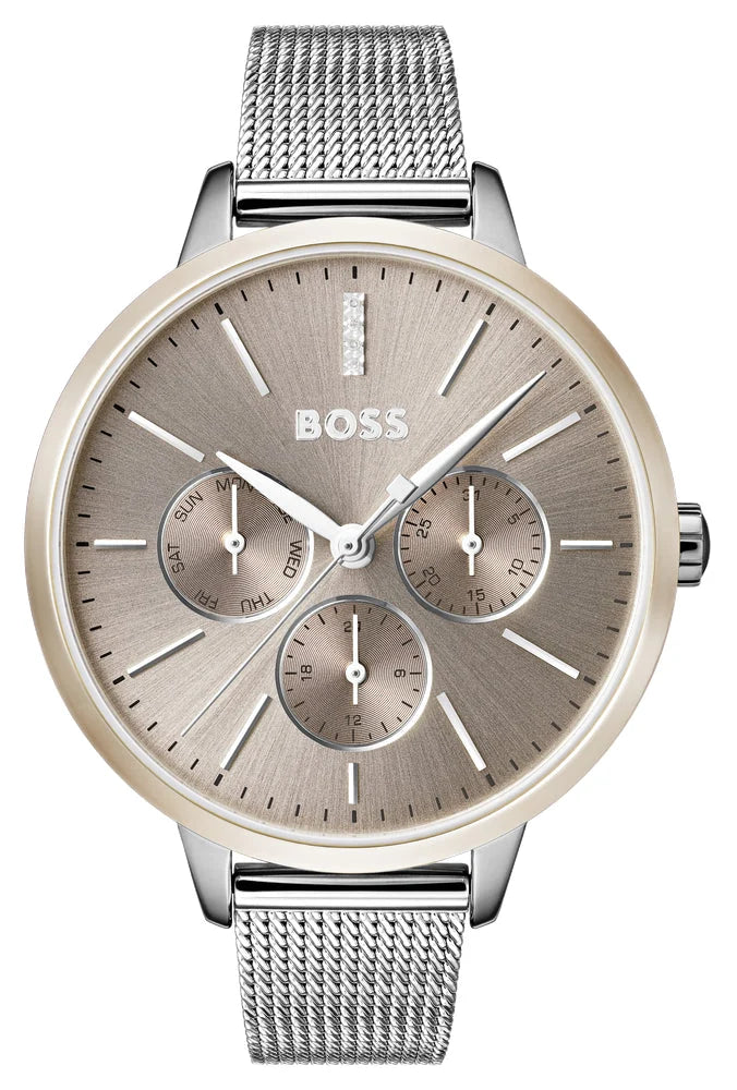 Hugo Boss Womens 1502423 Symphony Rose Gold Tone Stainless Steel Mesh Watch -korean beauty