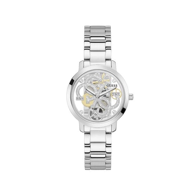 Guess Watches Quattro Clear Ladies Trend Silver Stainless Steel Watch Gw0300l1 -korean beauty