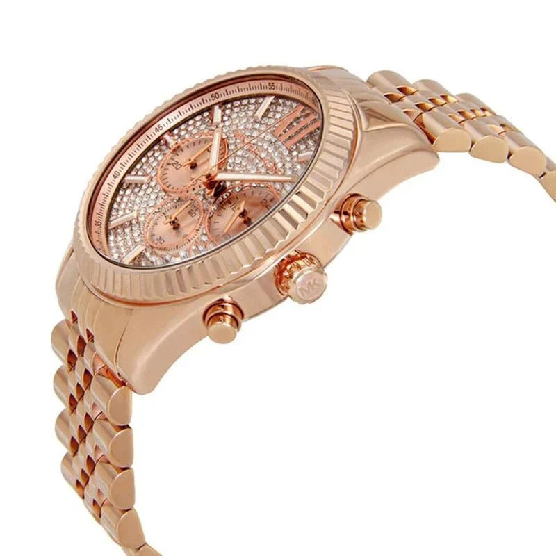 Michael Kors Mens Watch Lexington Chronograph Gold Rose Mk8580 -korean beauty