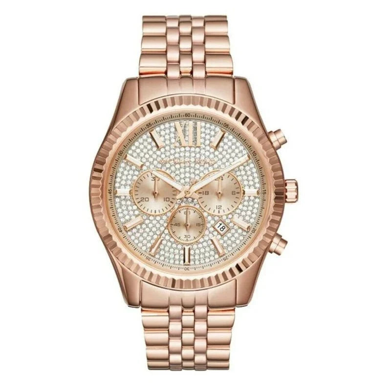 Michael Kors Mens Watch Lexington Chronograph Gold Rose Mk8580 -korean beauty