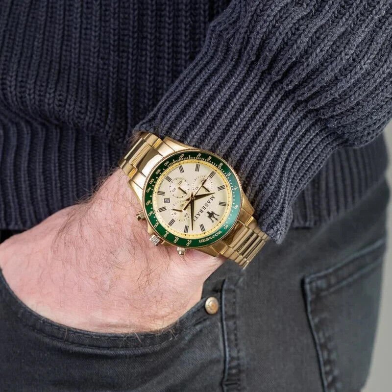 Maserati R8873640005 Sfida Chrono Mens Gold Watch -korean beauty