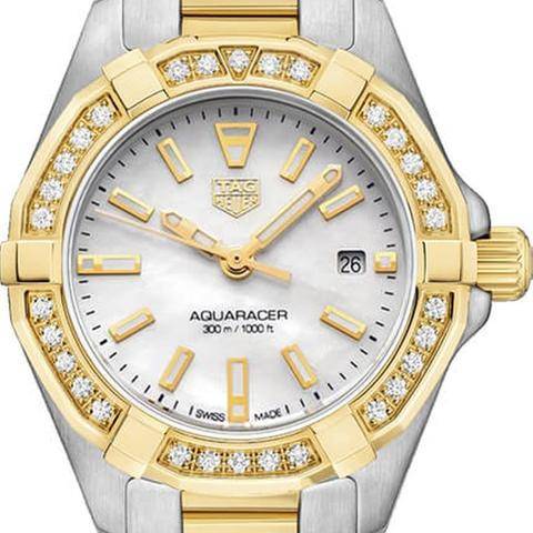 Tag Heuer Aquaracer Diamonds Mother Of Pearl Dial Two Tone Steel Strap Watch For Women Wbd1421 Bb0321 -korean beauty