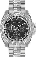 Bulova Crystal Collection Chronograph Black Dial Two Tone Steel Strap Watch For Men 96c126 -korean beauty