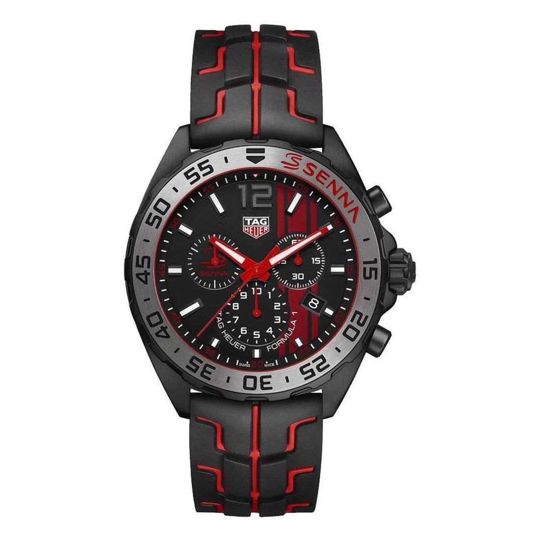 Tag Heuer Formula 1 Quartz Chronograph 43mm Mens Watch Stainless Steel Case With Black Rubber Strap Black Dial -korean beauty