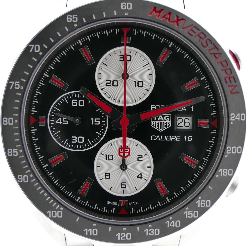 Tag Heuer Formula 1 Chronograph 43mm Automatic Mens Watch Stainless Steel With Black Dial Red Accents -korean beauty