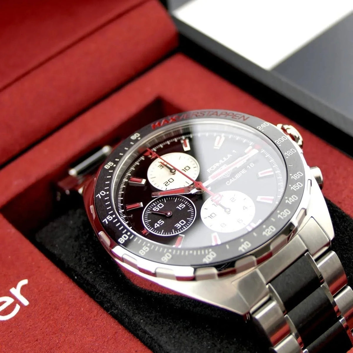 Tag Heuer Formula 1 Chronograph 43mm Automatic Mens Watch Stainless Steel With Black Dial Red Accents -korean beauty