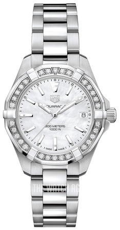 Tag Heuer Aquaracer Diamonds Mother Of Pearl Dial Silver Steel Strap Watch For Women Wbd1313 Ba0740 -korean beauty