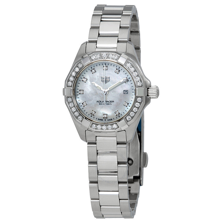 Tag Heuer Aquaracer Diamonds Mother Of Pearl White Dial Silver Steel Strap Watch For Women Wbd1413 Ba0741 -korean beauty
