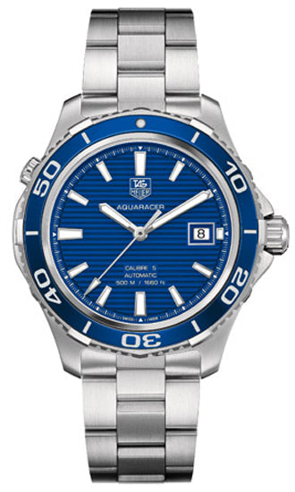 Tag Heuer Aquaracer Calibre 5 Automatic Blue Dial Silver Steel Strap Watch For Men Wak2111 Ba0830 -korean beauty