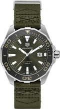Tag Heuer Aquaracer Black Dial Khakhi Green Nato Strap Watch For Men Way101e Fc8222 -korean beauty