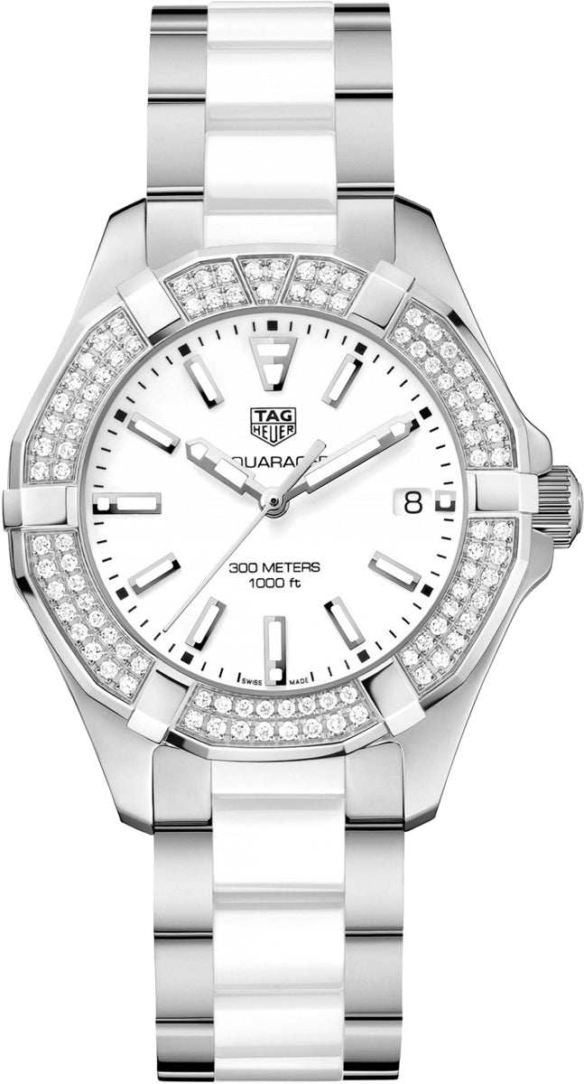 Tag Heuer Aquaracer Diamonds White Dial Two Tone Steel Strap Watch For Women Way131f Ba0914 -korean beauty