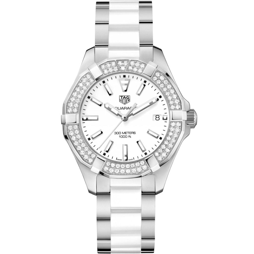 Tag Heuer Aquaracer Diamonds White Dial Two Tone Steel Strap Watch For Women Way131f Ba0914 -korean beauty