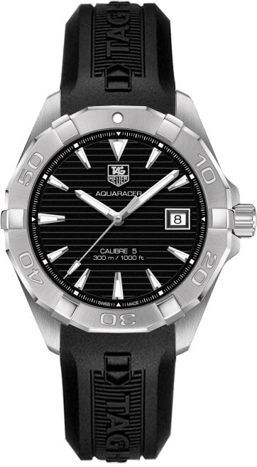 Tag Heuer Aquaracer Automatic Caliber 5 Black Dial Black Rubber Strap Watch For Men Way2110 Ft8021 -korean beauty