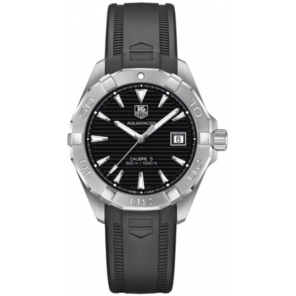 Tag Heuer Aquaracer Caliber 5 Automatic Black Dial Black Rubber Strap Watch For Men Way2113 Ft8021 -korean beauty