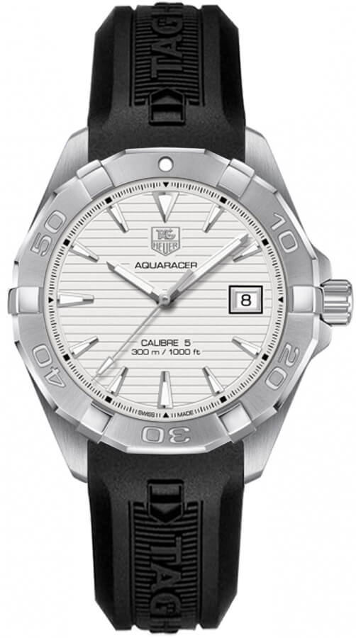 Tag Heuer Aquaracer Caliber 5 White Dial Black Rubber Strap Watch For Men Way2111 Ft8021 -korean beauty