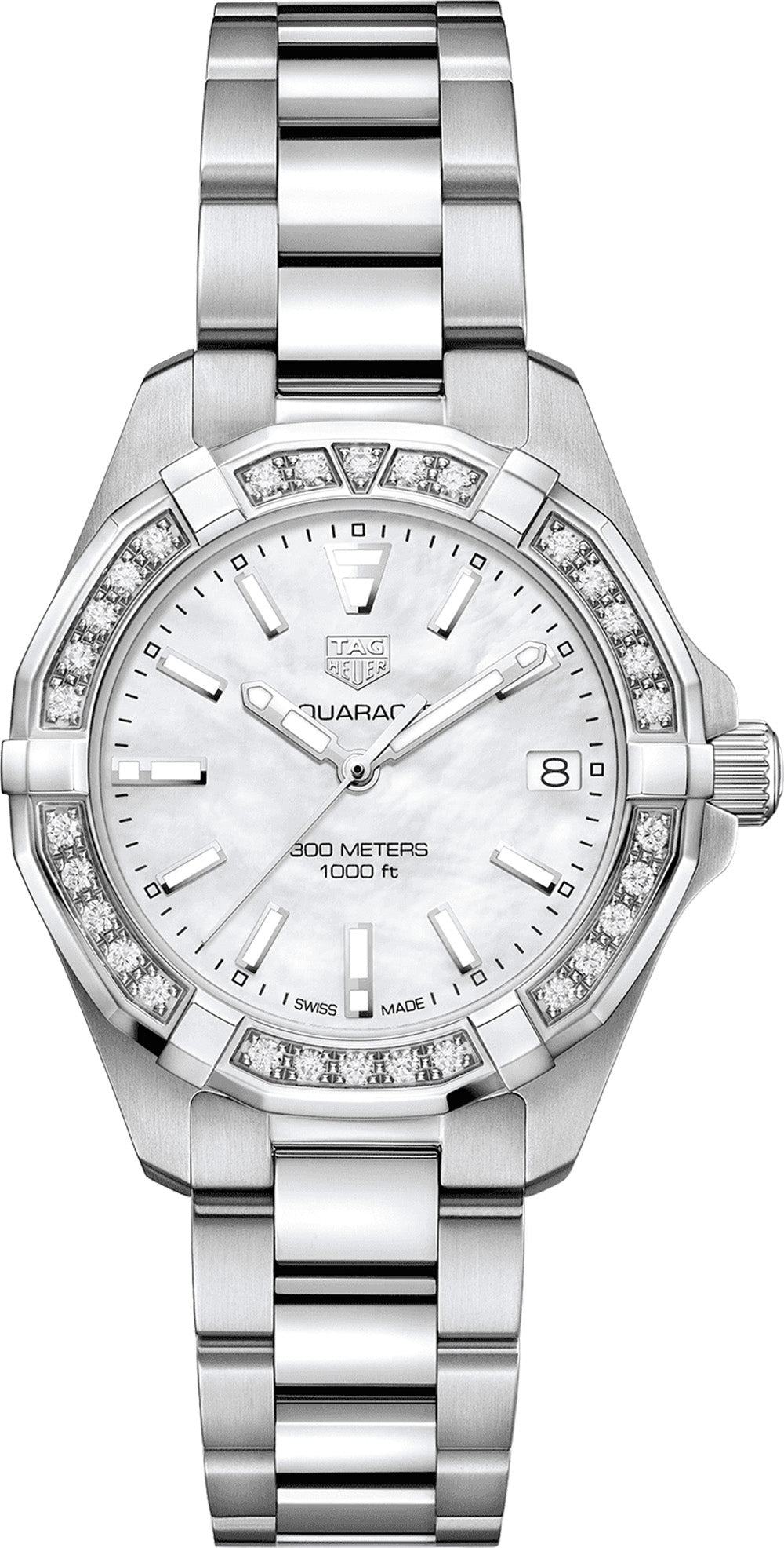 Tag Heuer Aquaracer Diamonds Mother Of Pearl Dial Silver Steel Strap Watch For Women Wbd1313 Ba0740 -korean beauty