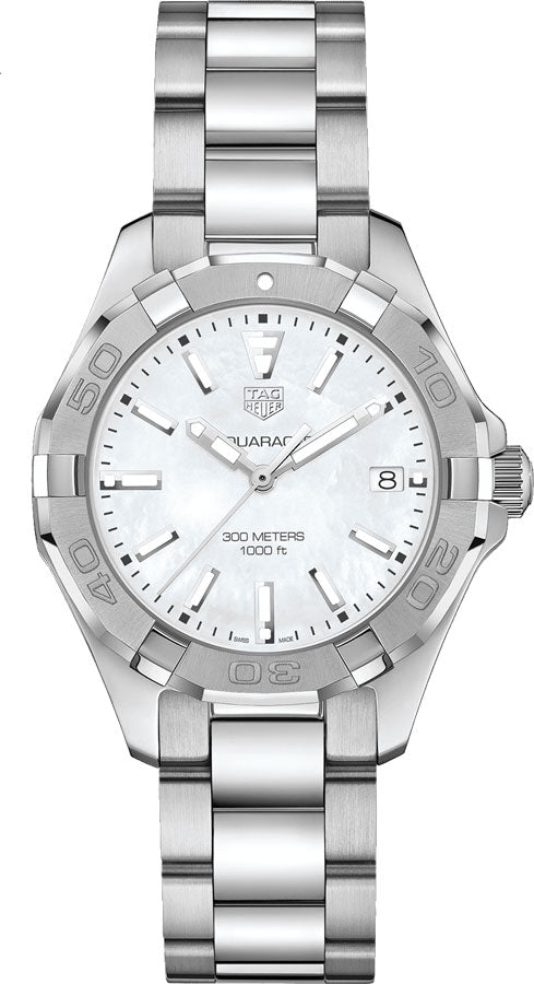 Tag Heuer Aquaracer Mother Of Pearl Dial Silver Steel Strap Watch For Women Wbd131a Ba0748 -korean beauty