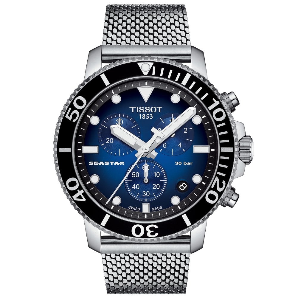 Tissot Chronograph Mens Watch Seastar 1000 Blue T1204171104102 -korean beauty