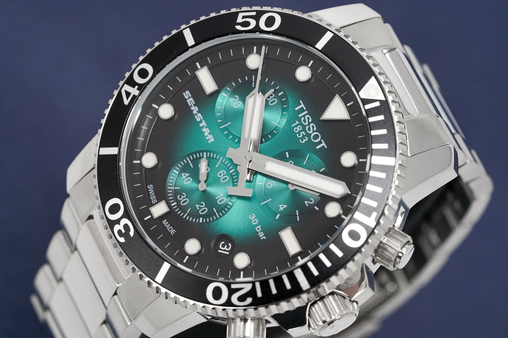 Tissot Chronograph Mens Watch Seastar 1000 Green T1204171109101 -korean beauty