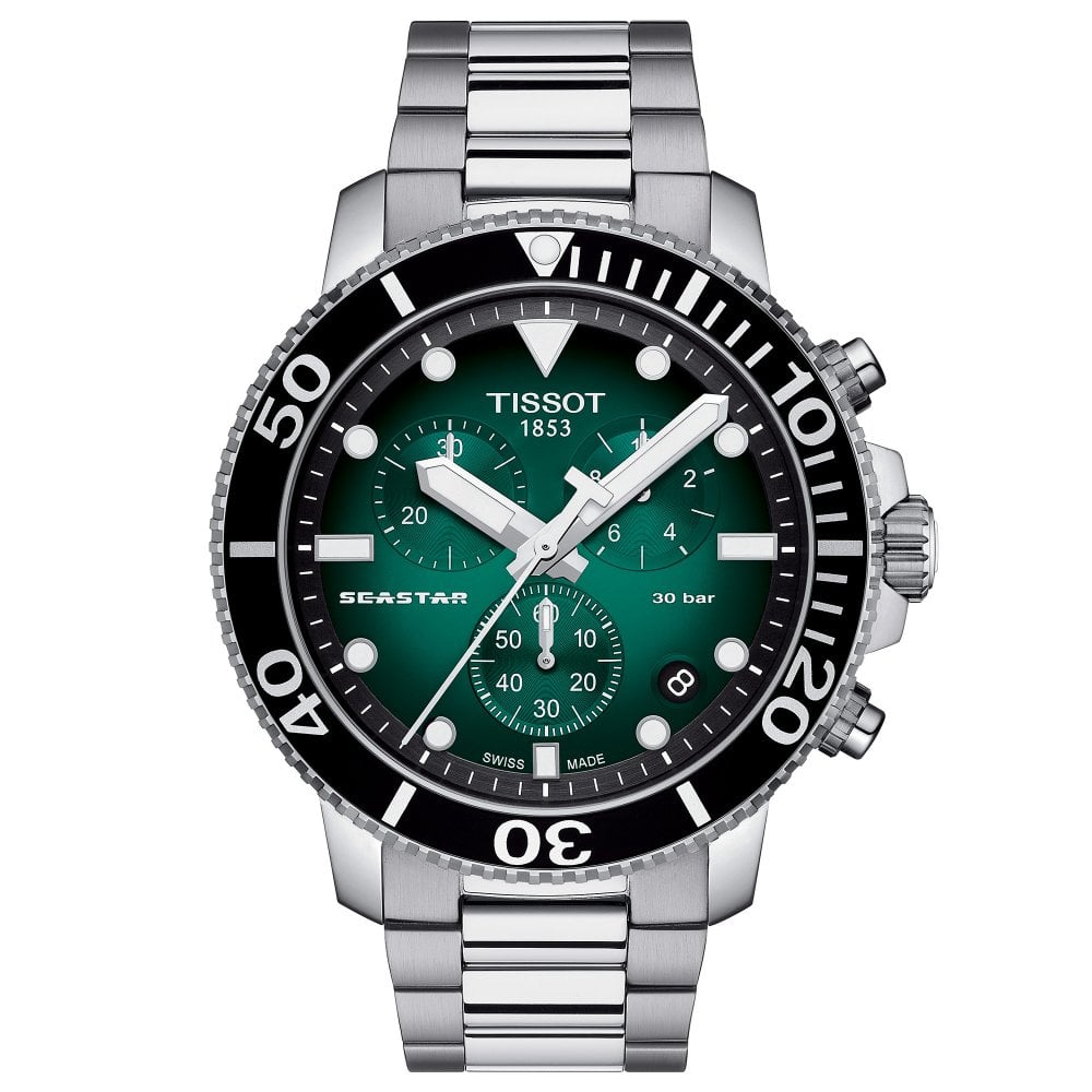 Tissot Chronograph Mens Watch Seastar 1000 Green T1204171109101 -korean beauty