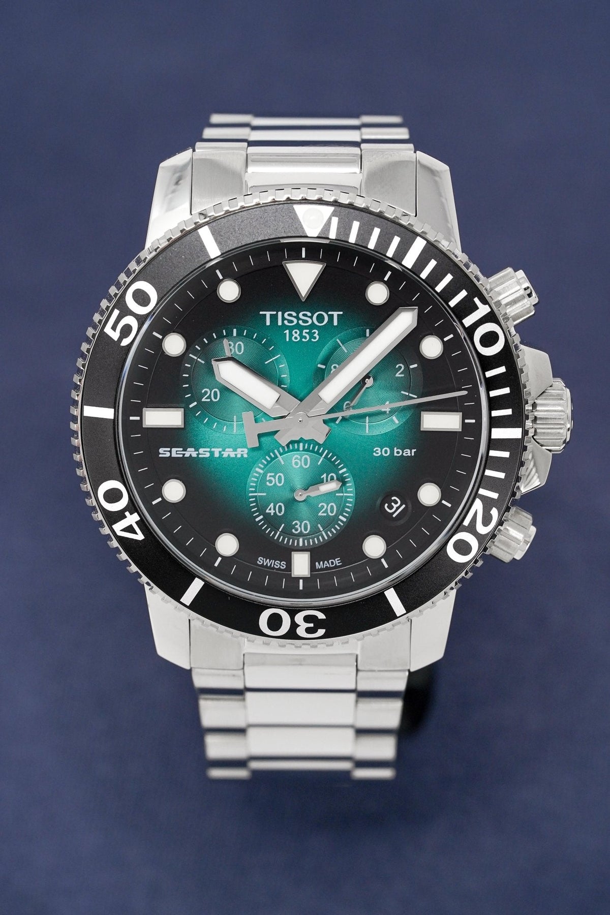 Tissot Chronograph Mens Watch Seastar 1000 Green T1204171109101 -korean beauty