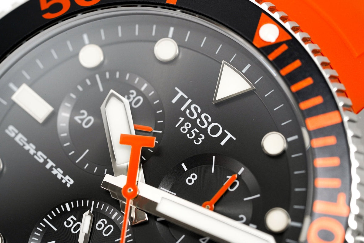 Tissot Chronograph Watch Seastar 1000 Orange T1204171705101 -korean beauty