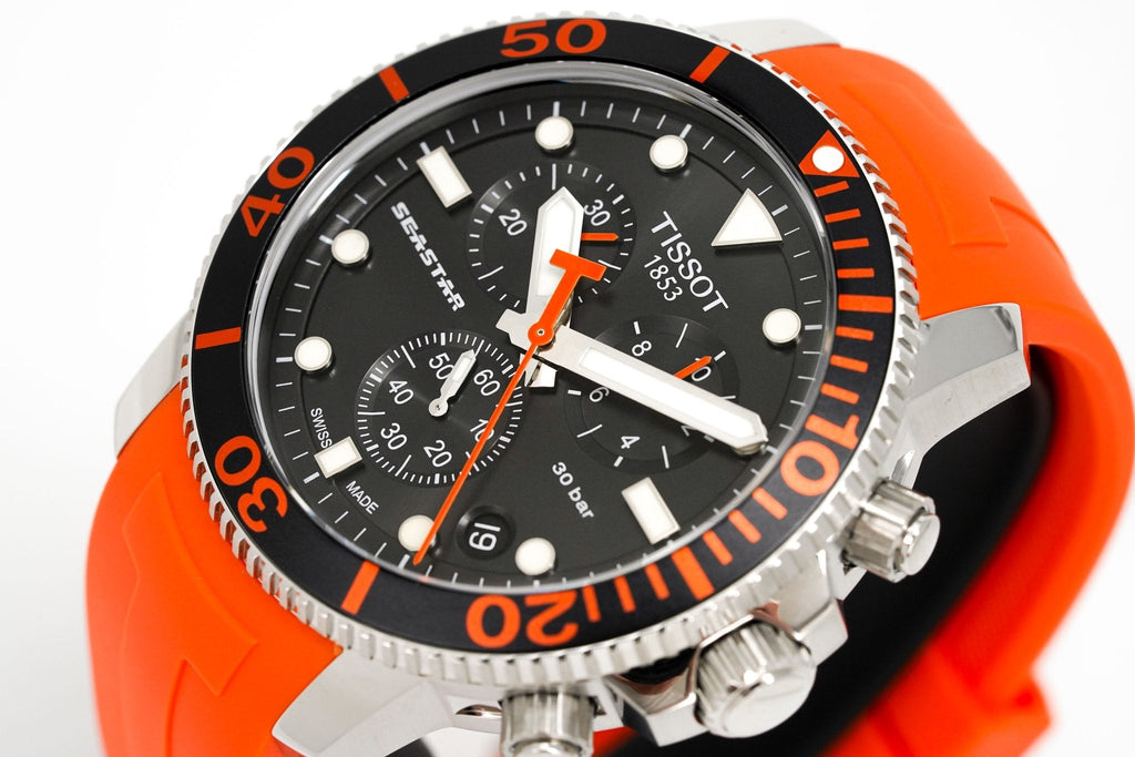 Tissot Chronograph Watch Seastar 1000 Orange T1204171705101 -korean beauty