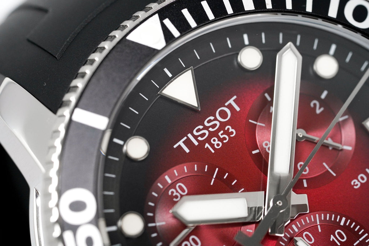Tissot Chronograph Watch Seastar 1000 Red Rubber T12041742100 -korean beauty
