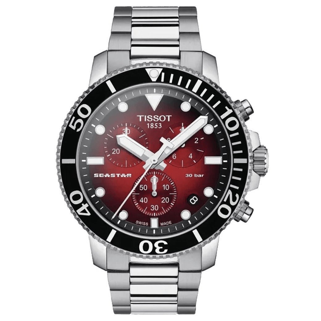 Tissot Chronograph Watch Seastar 1000 Red T1204171142100 -korean beauty