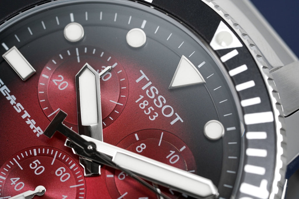 Tissot Chronograph Watch Seastar 1000 Red T1204171142100 -korean beauty