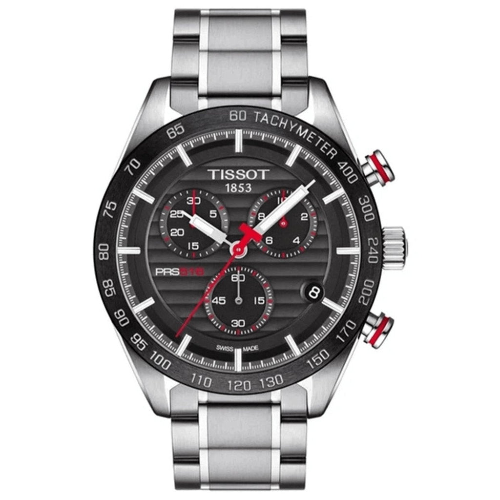Tissot Mens Chronograph Watch Prs 516 Steel Red T1004171105101 -korean beauty