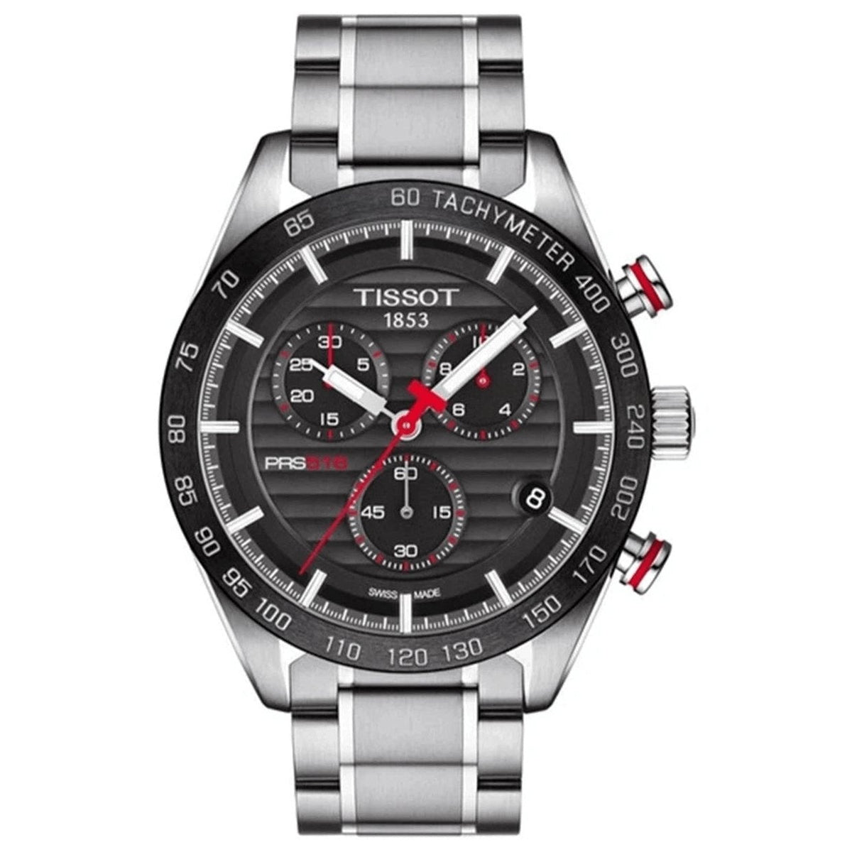 Tissot Mens Chronograph Watch Prs 516 Steel Red T1004171105101 -korean beauty