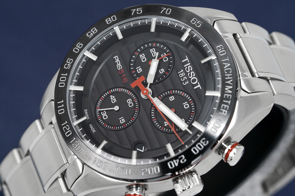 Tissot Mens Chronograph Watch Prs 516 Steel Red T1004171105101 -korean beauty