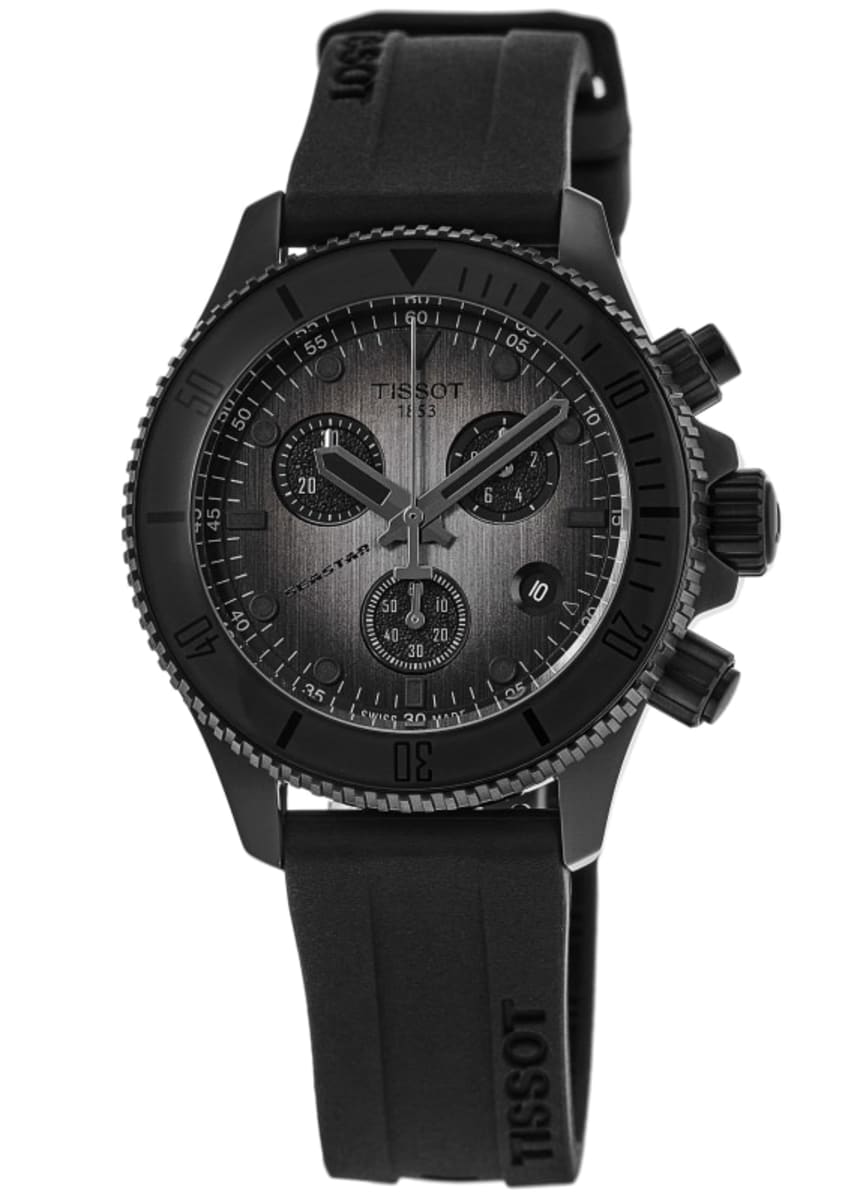 Tissot Seastar 1000 Quartz Chronograph 38mm Black PVD Rubber T120.217.37.061.00 -korean beauty