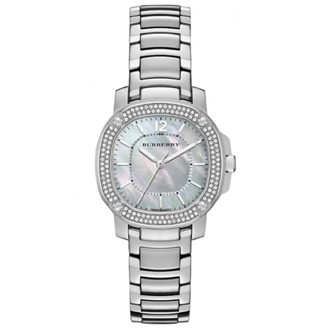 Burberry The Britain Diamonds Mother Of Pearl Dial Silver Steel Strap Watch For Women Bby1801 -korean beauty