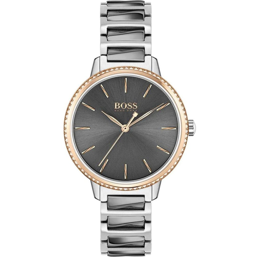 Hugo Boss Womens 1502569 Signature Two Tone Stainless Steel Watch -korean beauty