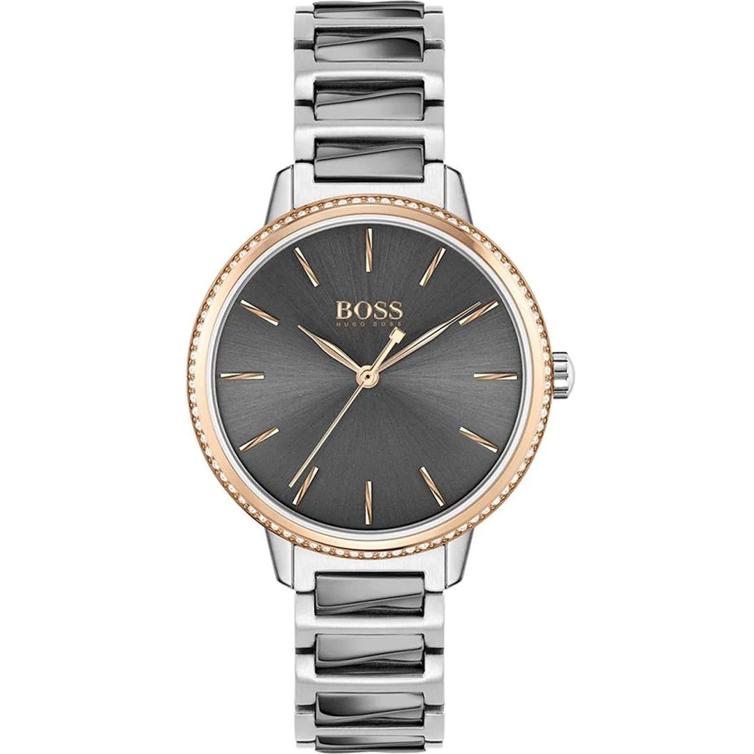 Hugo Boss Womens 1502569 Signature Two Tone Stainless Steel Watch -korean beauty